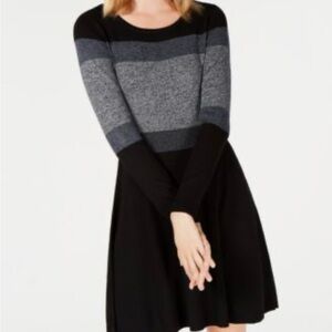 BCX Black and Gray Long Sleeve Dress